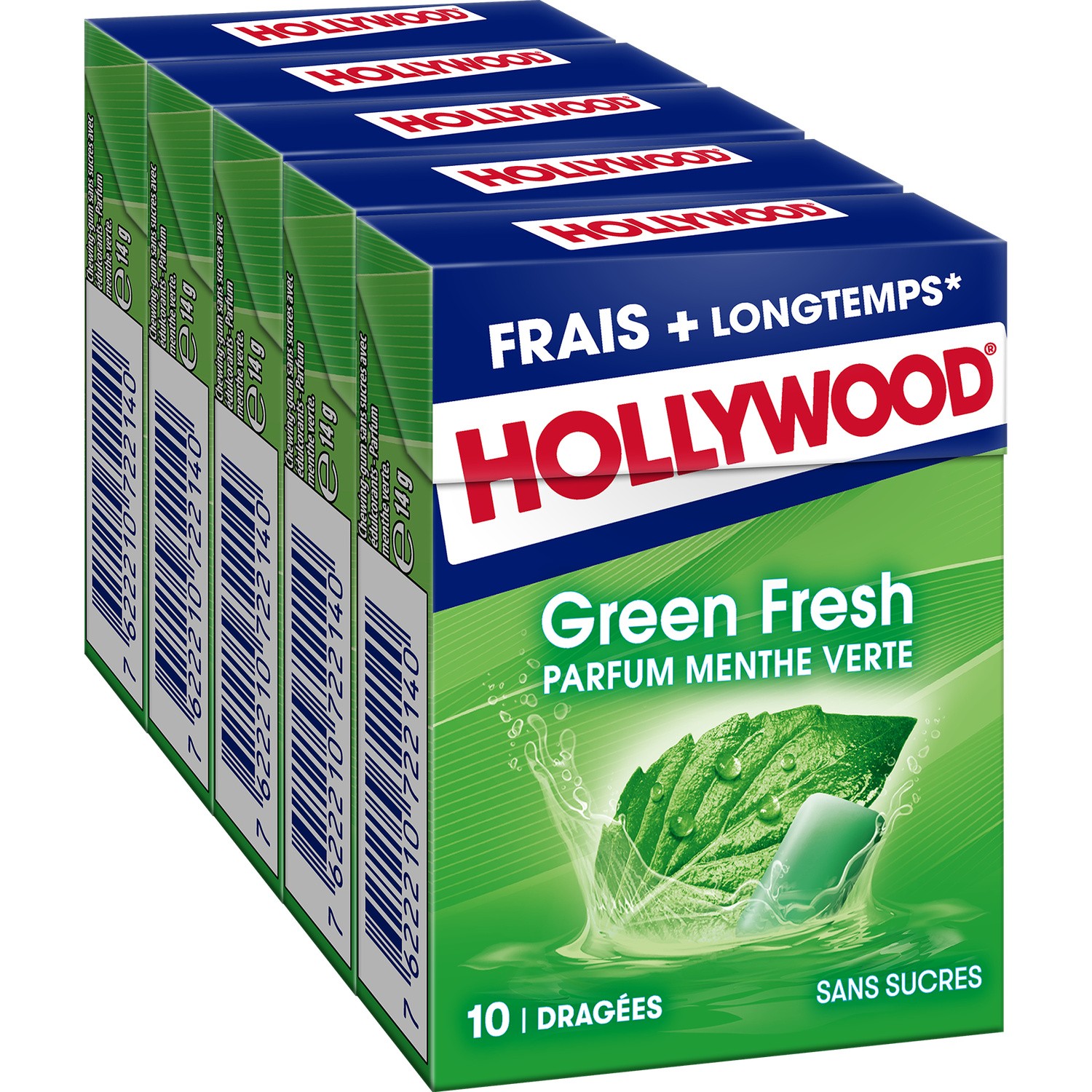 10 dragées chewing-gum sans sucres menthe verte GREEN FRESH