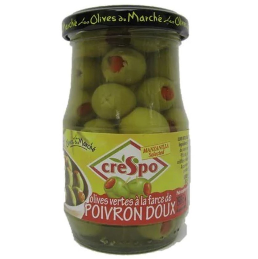 Olives vertes farcies aux poivrons