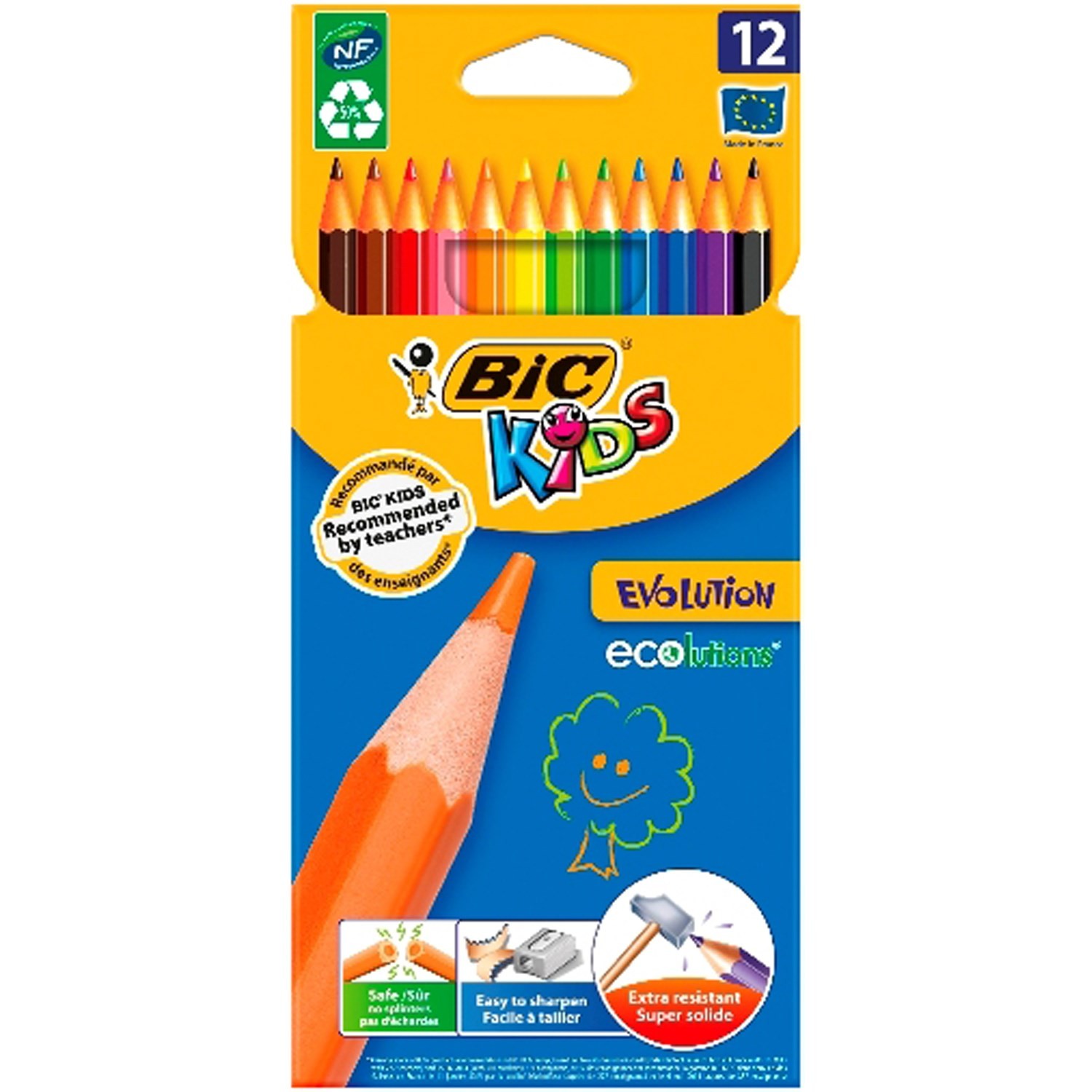 12 Crayons de couleur Evolution