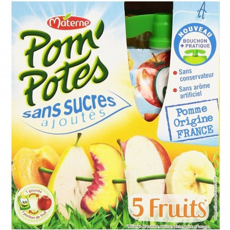Pom'Potes Compotes pommes fruits rouges & pommes fruits jaunes x12 90g 