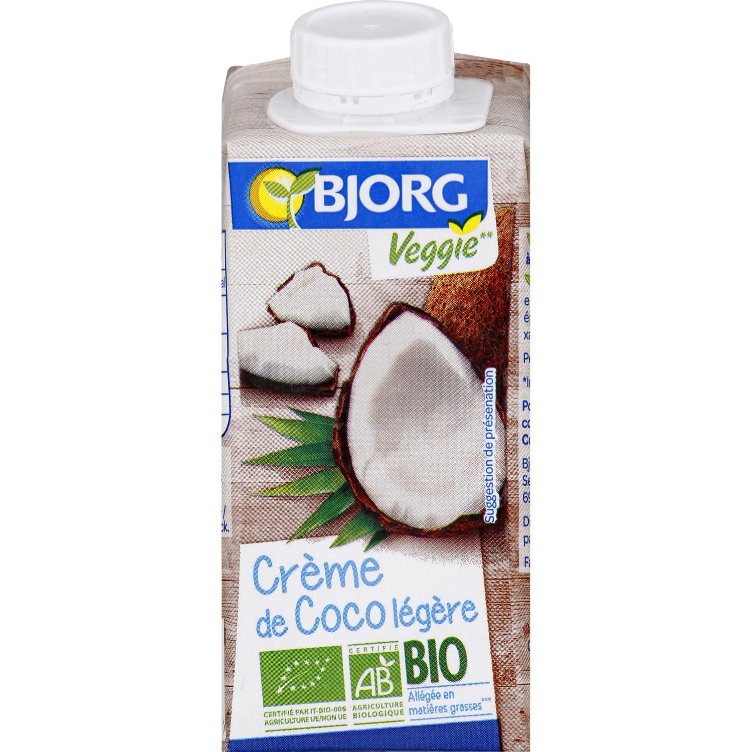 Crème de Coco légère BIO allégée en matières grasses