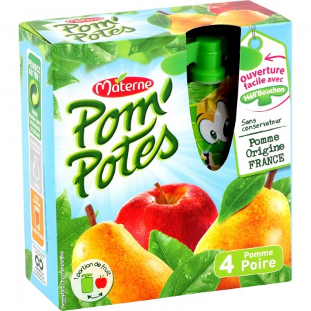 POM'POTES Compote Gourde BIO Pomme/Pomme Fraise/Pomme Banane 28x90g -  L'Emballage peut varier : : Epicerie